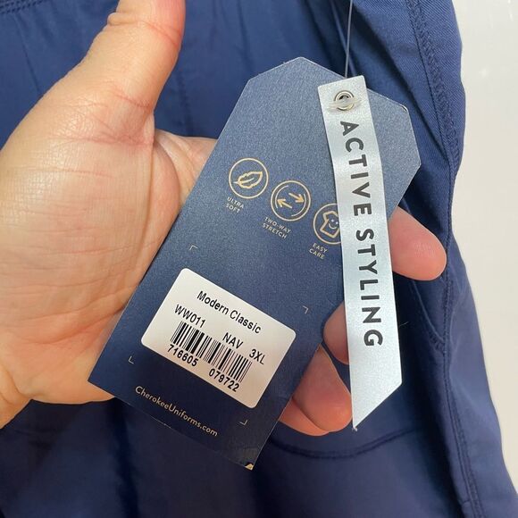 5 for $25🔥Cherokee Workwear Revolution Navy Scrub Active Styling Pants 3XL- New - Picture 4 of 7